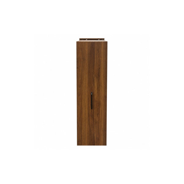 English Elm 6 Tier Freestanding Shoe Cabinet with Sliding Panel Door Rolling Casters Entryway W331S00227