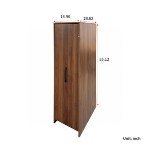 English Elm 6 Tier Freestanding Shoe Cabinet with Sliding Panel Door Rolling Casters Entryway W331S00227
