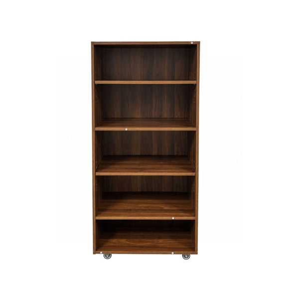 English Elm 6 Tier Freestanding Shoe Cabinet with Sliding Panel Door Rolling Casters Entryway W331S00227