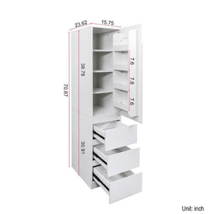 English Elm Kitchen Pantry Cabinet Tall Freestanding Storage with Drawers Shelves and Doors W331S00228