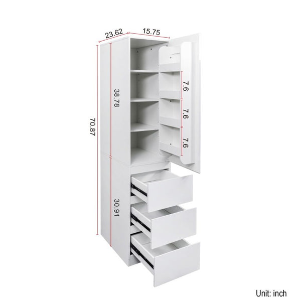 English Elm Kitchen Pantry Cabinet Tall Freestanding Storage with Drawers Shelves and Doors W331S00228