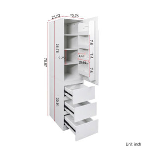 English Elm Kitchen Pantry Cabinet Tall Freestanding Storage with Drawers Shelves and Doors W331S00228