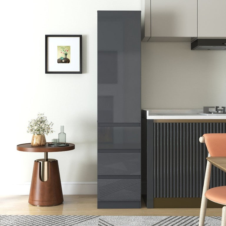 English Elm Kitchen Pantry Cabinet Tall Freestanding Organizer with Shelves Drawers and Doors W331S00229