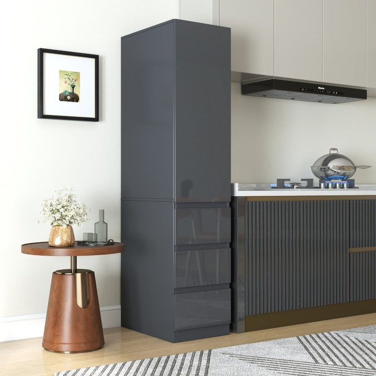 English Elm Kitchen Pantry Cabinet Tall Freestanding Organizer with Shelves Drawers and Doors W331S00229