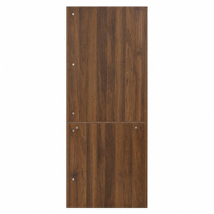 English Elm Modern L-Shaped Corner Bookcase Six Tiers Arched Glass Cabinet and Two Drawers W331S00232