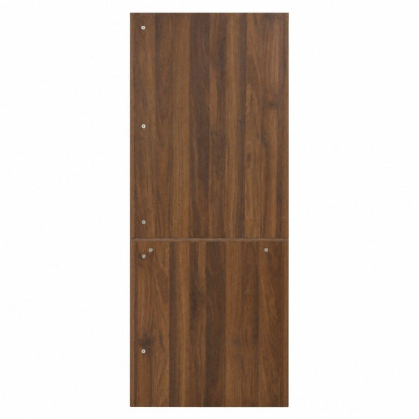 English Elm Modern L-Shaped Corner Bookcase Six Tiers Arched Glass Cabinet and Two Drawers W331S00232