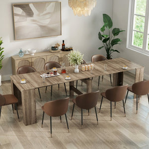 English Elm Dining Table Extendable Console Expands to 118 Inches for Elegant Entertaining Barnwood W331S00238