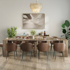 English Elm Dining Table Extendable Console Expands to 118 Inches for Elegant Entertaining Barnwood W331S00238