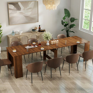 English Elm Dining Table Extendable Console Expands to 118 Inches for Elegant Entertaining Walnut W331S00239