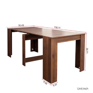 English Elm Dining Table Extendable Console Expands to 118 Inches for Elegant Entertaining Walnut W331S00239