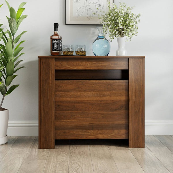 English Elm Dining Table Extendable Console Expands to 118 Inches for Elegant Entertaining Walnut W331S00239