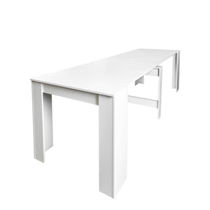 English Elm Dining Table Extendable Console Expands to 118 Inches for Elegant Entertaining White W331S00240
