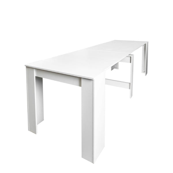 English Elm Dining Table Extendable Console Expands to 118 Inches for Elegant Entertaining White W331S00240