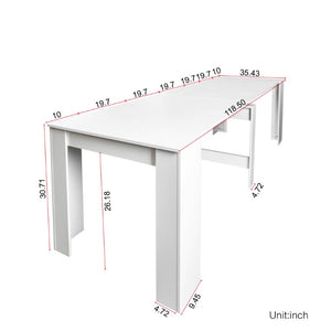 English Elm Dining Table Extendable Console Expands to 118 Inches for Elegant Entertaining White W331S00240