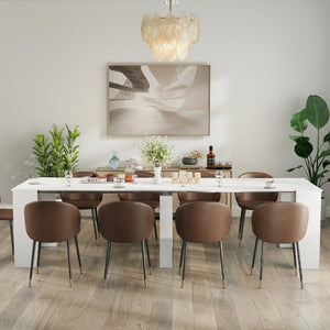 English Elm Dining Table Extendable Console Expands to 118 Inches for Elegant Entertaining White W331S00240