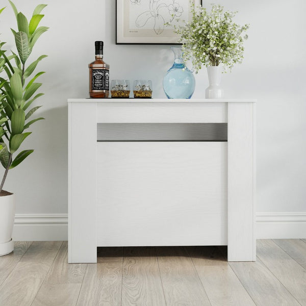 English Elm Dining Table Extendable Console Expands to 118 Inches for Elegant Entertaining White W331S00240