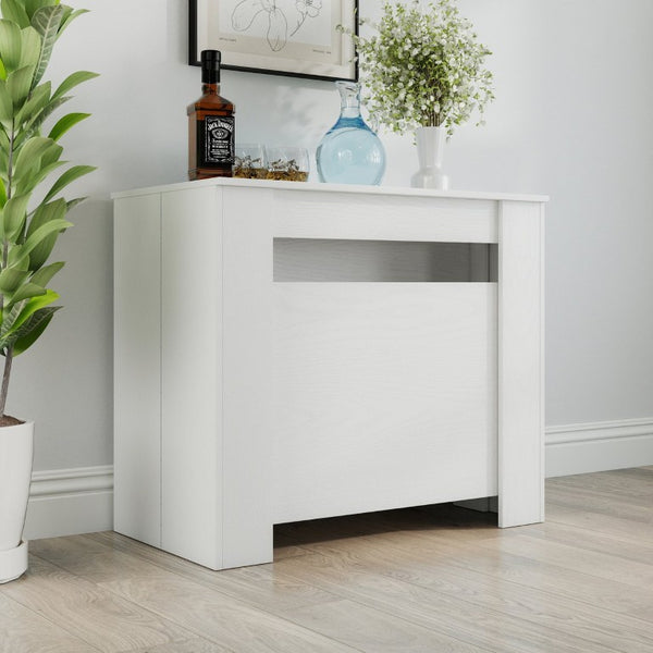 English Elm Dining Table Extendable Console Expands to 118 Inches for Elegant Entertaining White W331S00240