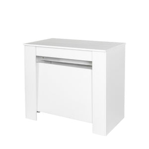 English Elm Dining Table Extendable Console Expands to 118 Inches for Elegant Entertaining White W331S00240