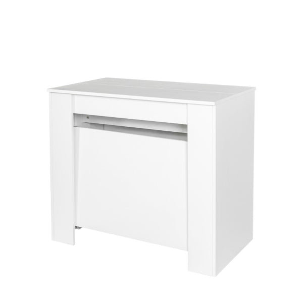 English Elm Dining Table Extendable Console Expands to 118 Inches for Elegant Entertaining White W331S00240