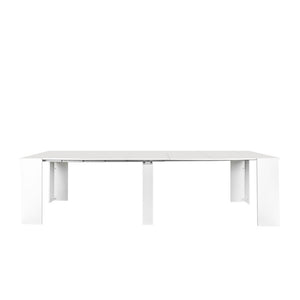 English Elm Dining Table Extendable Console Expands to 118 Inches for Elegant Entertaining White W331S00240