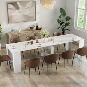 English Elm Multifunctional Extendable Console Dining Table Slim Entryway Desk with Leaf Storage W331S00241