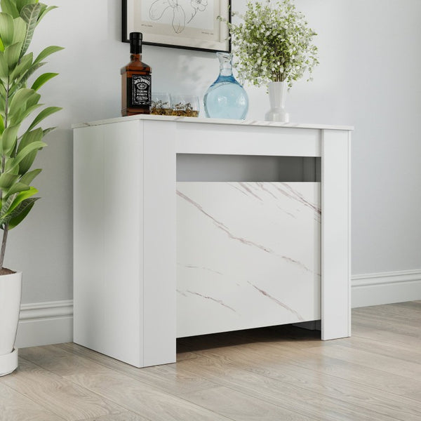 English Elm Multifunctional Extendable Console Dining Table Slim Entryway Desk with Leaf Storage W331S00241