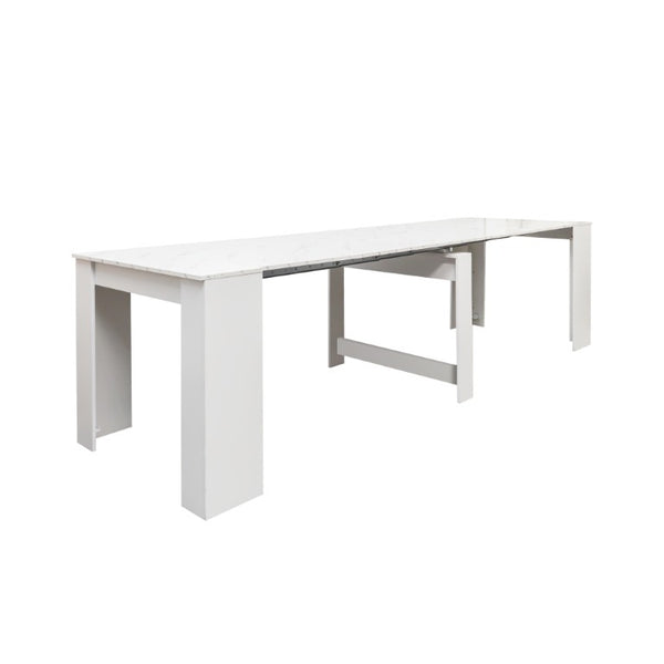 English Elm Multifunctional Extendable Console Dining Table Slim Entryway Desk with Leaf Storage W331S00241