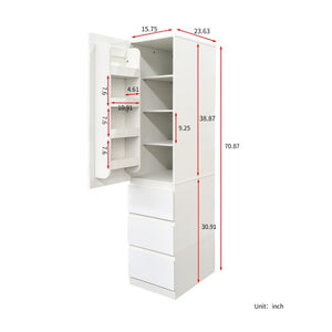 English Elm Kitchen Pantry Cabinet Tall Freestanding Organizer with Drawers and Door Shelves W331S00243