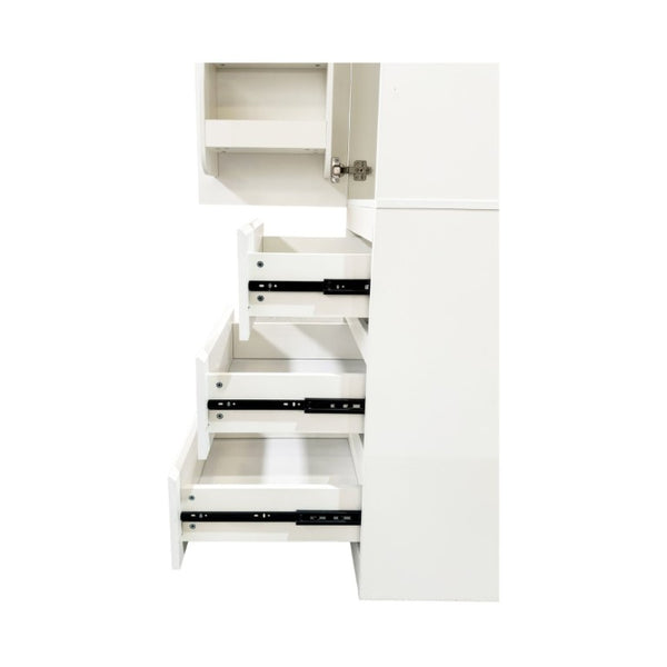 English Elm Kitchen Pantry Cabinet Tall Freestanding Organizer with Drawers and Door Shelves W331S00243