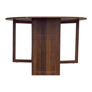 English Elm Round Drop Leaf Dining Table Convertible Console for Small Apartments Modern Style W331S00248
