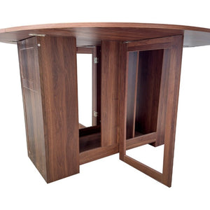 English Elm Round Drop Leaf Dining Table Convertible Console for Small Apartments Modern Style W331S00248