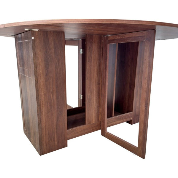 English Elm Round Drop Leaf Dining Table Convertible Console for Small Apartments Modern Style W331S00248