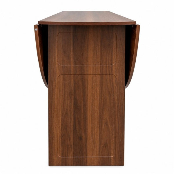 English Elm Round Drop Leaf Dining Table Convertible Console for Small Apartments Modern Style W331S00248