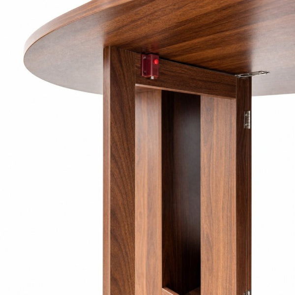 English Elm Round Drop Leaf Dining Table Convertible Console for Small Apartments Modern Style W331S00248