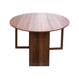 English Elm Round Drop Leaf Dining Table Convertible Console for Small Apartments Modern Style W331S00248