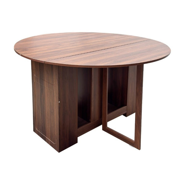 English Elm Round Drop Leaf Dining Table Convertible Console for Small Apartments Modern Style W331S00248