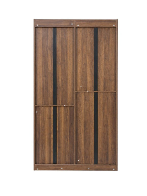 English Elm Freestanding Tall Fluted Door Cabinet with Drawers and Open Shelves for Slim Spaces W331S00249