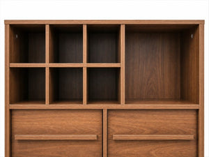 English Elm Modern Walnut Wine Cabinet Buffet with 12 Bottle Rack Drawers and Bar Storage W331S00254