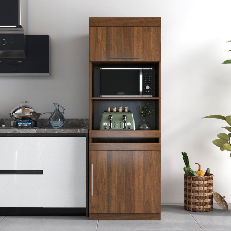 English Elm 66.93 in Freestanding Kitchen Pantry Cabinet with Pull Out Shelves and Enclosed Food Storage W331S00255