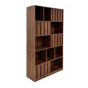English Elm Bookcase with Closed Cabinet Doors and Open Shelving for Home Office or Living Room W331S00260