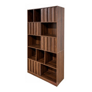 English Elm Bookcase with Closed Cabinet Doors and Open Shelving for Home Office or Living Room W331S00260
