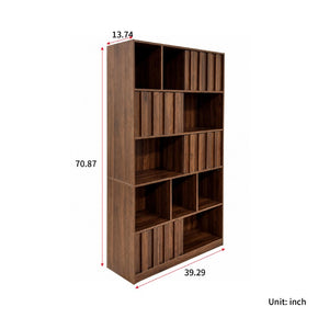 English Elm Bookcase with Closed Cabinet Doors and Open Shelving for Home Office or Living Room W331S00260