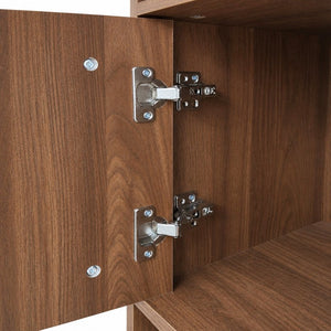 English Elm Bookcase with Closed Cabinet Doors and Open Shelving for Home Office or Living Room W331S00260