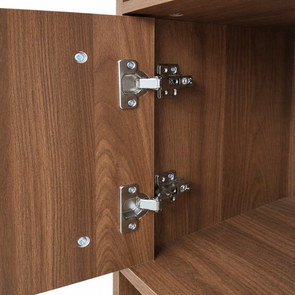 English Elm Bookcase with Closed Cabinet Doors and Open Shelving for Home Office or Living Room W331S00260