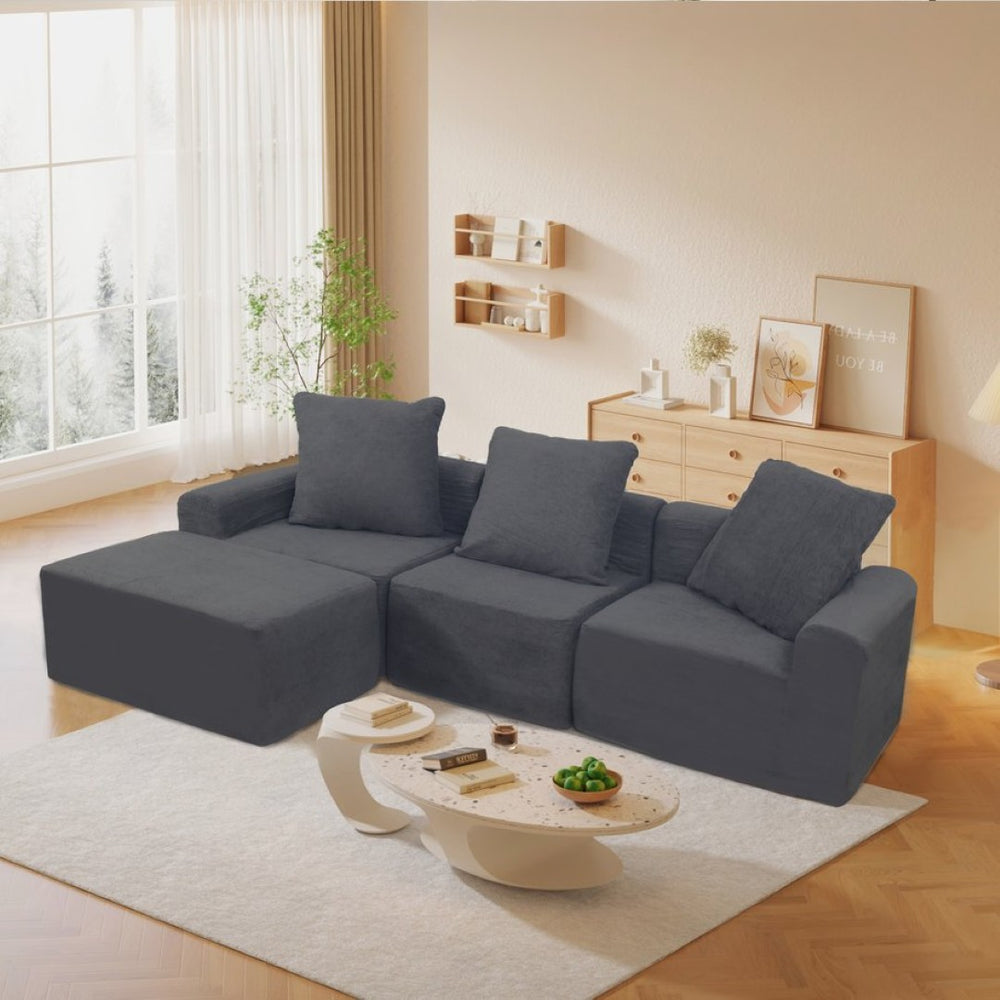 English Elm Convertible Modular Corduroy Sectional Sofa with Washable Covers for Living Rooms W3341P346088