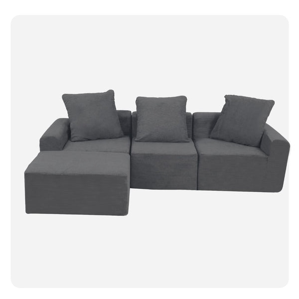English Elm Convertible Modular Corduroy Sectional Sofa with Washable Covers for Living Rooms W3341P346088