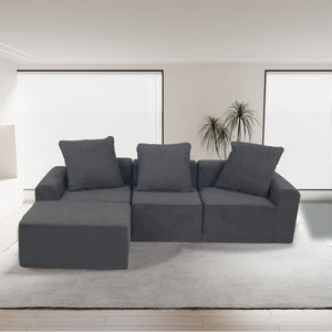 English Elm Convertible Modular Corduroy Sectional Sofa with Washable Covers for Living Rooms W3341P346088