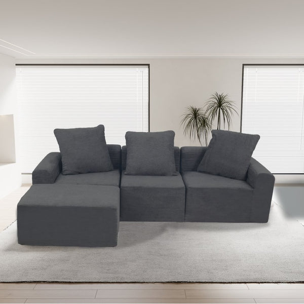 English Elm Convertible Modular Corduroy Sectional Sofa with Washable Covers for Living Rooms W3341P346088