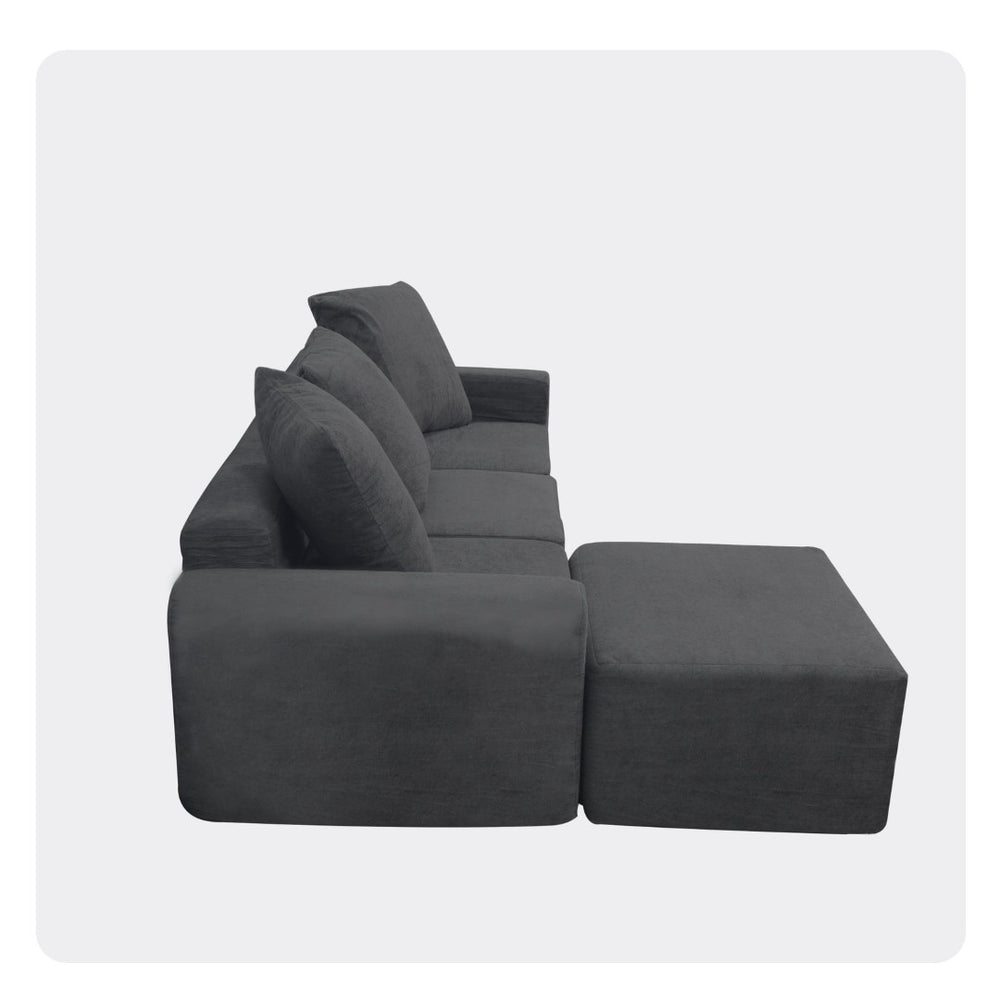 English Elm Convertible Modular Corduroy Sectional Sofa with Washable Covers for Living Rooms W3341P346088