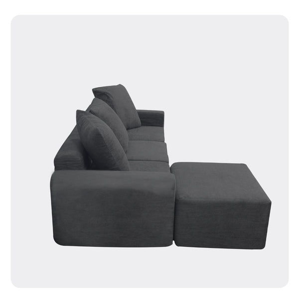 English Elm Convertible Modular Corduroy Sectional Sofa with Washable Covers for Living Rooms W3341P346088